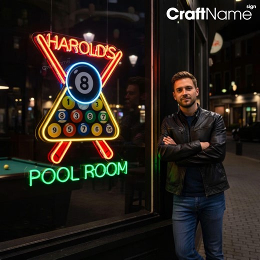 Personalized Pool Room Neon Sign, Custom Billiards LED Wall Art for Man Cave or Game Room, Gift for Pool Lovers - Etsy