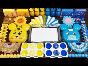 YELLOW vs BLUE !!!Mixing random into GLOSSY slime🌻🌻🌻Satisfying LaLa Slime