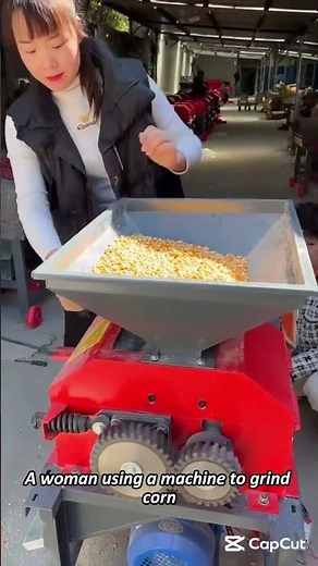 Woman Operating Corn Grinding Machine