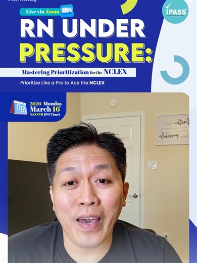 🚨 Feeling pressured by NCLEX prioritization questions? 🩺 SATA, NGN, “Who do you see first?”… stop second-guessing! Join RN UNDER PRESSURE with Sir Jay Padong, RN, USRN and learn to: ✨ Break down scenarios fast ✨ Apply smart prioritization ✨ Spot distractors instantly ✨ Think like a U.S. RN 📅 March 16, 2026 | ⏰ 8 PM PH Time | 📍 Live via Zoom 🎁 Free e-Certificate to all attendees! Stop guessing. Start deciding. 💪🔥 #ipassprocessing #nursetok #prioritization #nclex #nclexprep #USRNJourney