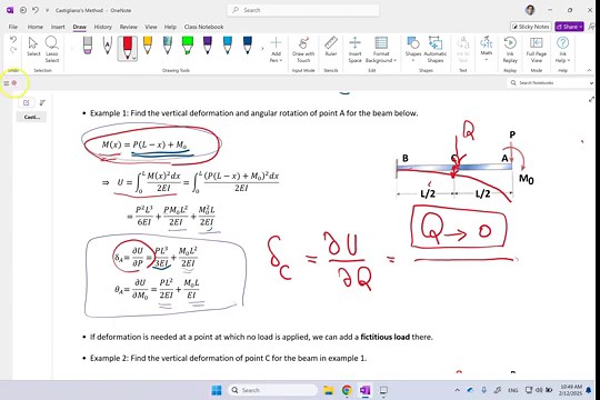 Castigliano's Method (First and Second Theorems)