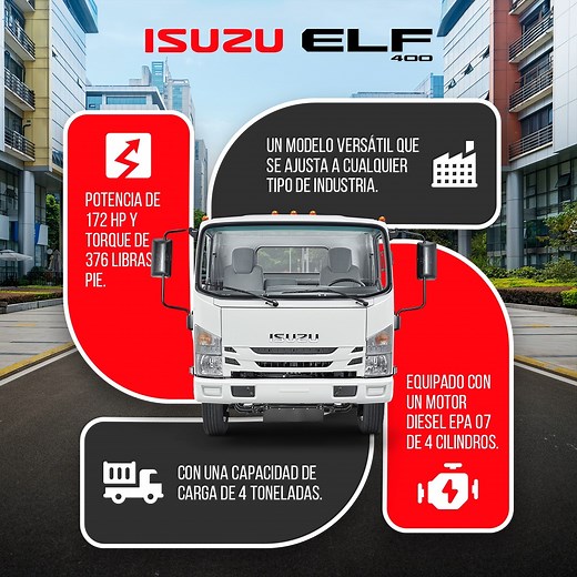 El Isuzu ELF 400 es ideal para realizar rutas cortas y medianas, ya que gracias a su potencia te permite recorrer todas las calles de México. | Isuzu Motors de México