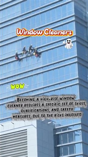 One of the dangerous and risky jobs is window cleaning in a high-rise building.🤔🙄⚠️💪🤏✨️