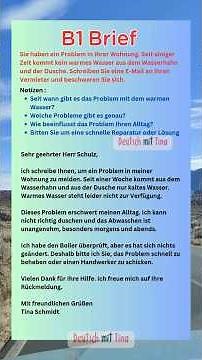 🇩🇪 E-Mail Schreiben B1: Problem mit Wasser melden | Beispiel & Erklärung #b1prüfung #deutschlernen