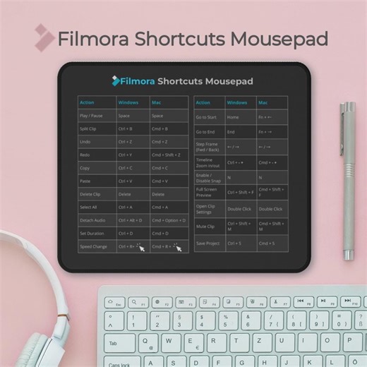 Filmora Keyboard Shortcuts Mouse Pad - Video Editing Cheat Sheet for Windows and Mac - Etsy Canada