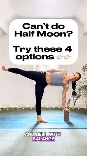 Half moon (ardhachandrasana) help: Try these 4 options. #yogaathome #balancepose #halfmoonpose