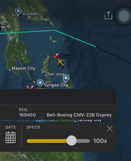CMV-22B Osprey Departure from ROR to CEB: US Navy Operation