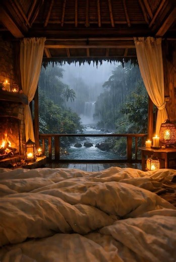 Thunderstorm Jungle Ambiance | Forest Bedroom | Relax, ASMR, Sleep #shorts