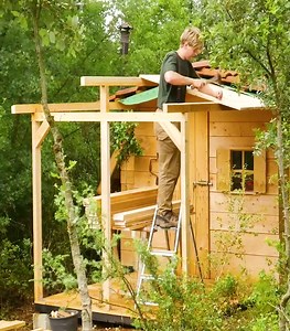868K views · 10K reactions | On my off-grid property, I'm constructing the main log house and this cabin porch. | Fight to Survive | Facebook
