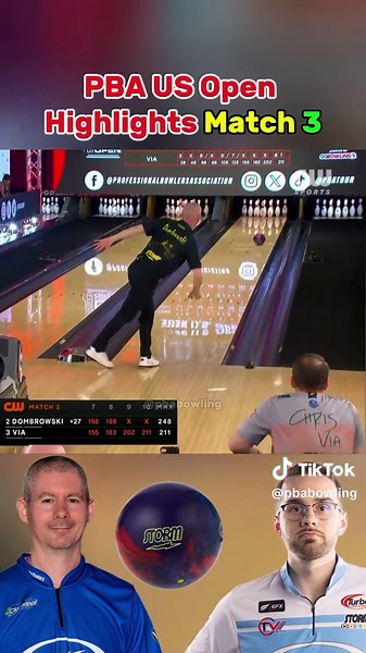 PBA US Open Highlights Match 3 Patrick Dombrowski VS Chris Via #bowl#bowling #bowlingtiktok #highlight #bowlingball