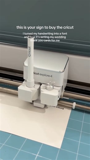 made my handwriting into a font ✨ for free ✨ and now my cricut is writing out thank you cards for me! It was such an easy process and is saving me from finger cramps, blurred pen ink, and allows me to draft up what I want to write before committing on the paper! *before anyone comes for me, some I am hand writing but the rest I am having this do! #cricutprojects #cricutwriting #cricutfonts #cricuthacks #cricuttips #cricutmade #cricutforbeginners #cricutdesignspace #cricutweddingideas #cricutcall