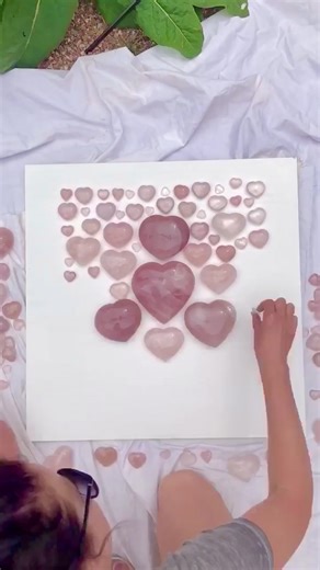 Building a heart grid for peace and healing #crystals #healingcrystals #crystalhealing #crystal #fyp #foryou #minerals #crystalgems #pink
