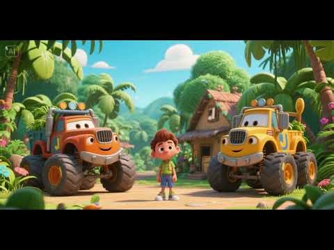 JJ and the Jungle Trucks in the Jungle Village Song | Nursery Rhymes & Kids Songs