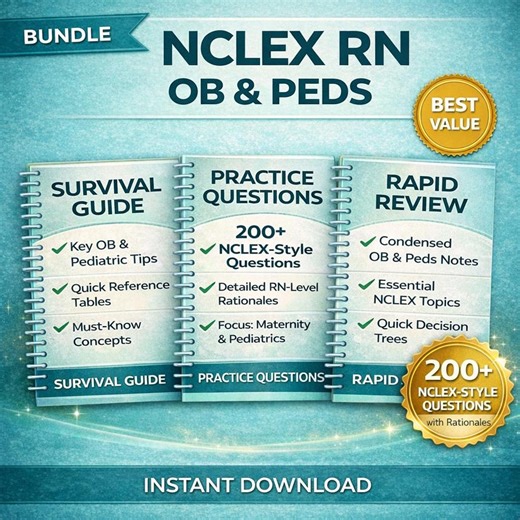 NCLEX RN OB Peds Study Guide Bundle | 200 Practice Questions With Rationales | Maternity & Pediatric Nursing Review | Nclex Study Guide - Etsy