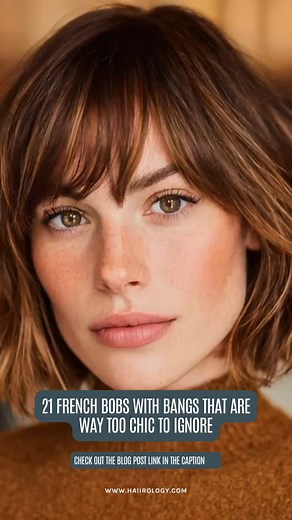 The French bob with bangs is effortlessly chic 👉 haiirology.com/blog/french-bob-with-bangs ✨ This classic cut adds instant sophistication with soft layers, face-framing bangs, and that signature French-girl ease. 💇‍♀️ Explore 21 fresh takes on the look that prove it’s versatile, modern, and perfect for anyone craving a stylish refresh. | Haiirology By Jen