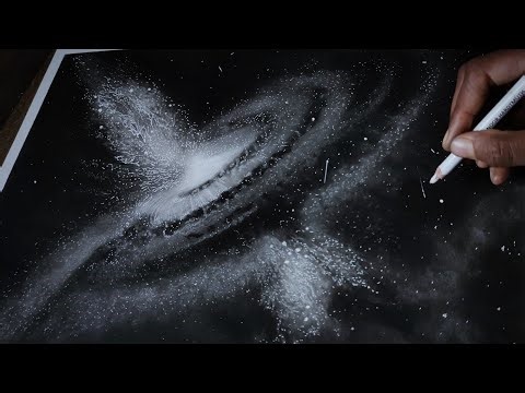 Drawing - Galaxy with charcoal pencil. How to draw galaxy drawing. #neetubamniyaart