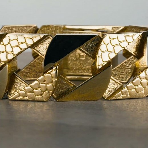 Solid 9ct Gold Extra Heavy Snake Pattern Square Curb Bracelet - 22mm Wide - 9" Gents (Size 8)