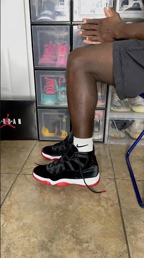 Jordan 11 Bred Velvet On Foot