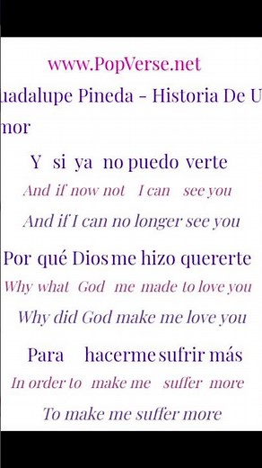 Why did God make me love you - Guadalupe Pineda, Historia De Un Amor #lyricstranslation #Spanish #MX