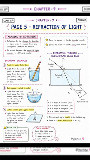 Class 10 Science Light Chapter Notes 🔥 Reflection & Refraction Full Revision