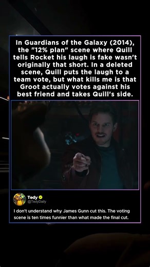 In Guardians of the Galaxy (2014), the scene where Quill tells Rocket his laugh is fake was longer