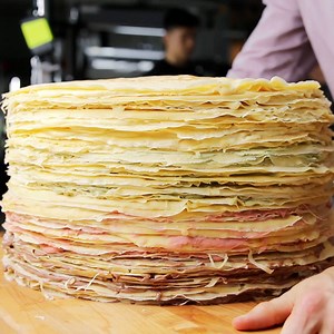 47M views · 15K reactions | This crepe cake has layers  Get the recipe: https://tasty.co/recipe/100-layer-giant-crepe-cake | Tasty | Facebook