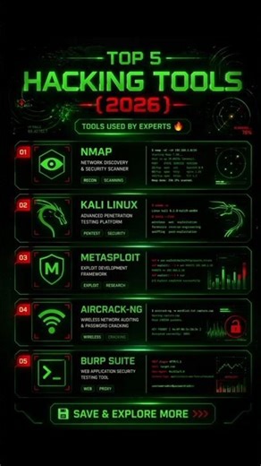 Top 5 Ethical Hacking Tools 2026 🚀#shorts #viralshorts #trendingshorts #ethicalhacking