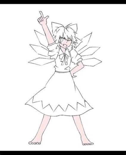 Drawing Cirno from Touhou project! #shorts #art #drawing #anime #touhou #animeart