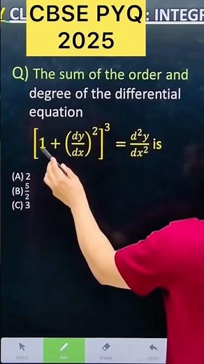 Q) The sum of the order and degree of the differential equation [1+(𝑑𝑦/𝑑𝑥)^2 ]^3=(𝑑^2 𝑦)/