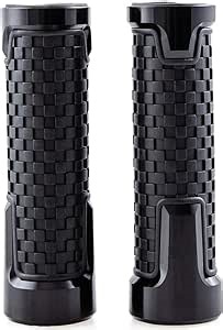 Motorcycle Grips, 7/8" Non Slip Rubber Handlebar End Grip 22mm 24mm Motorcycle Hand Grip for Sport Bike Cruiser Chopper (Black)