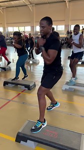 Mamiki teaching Box Step at GOOD EXAMPLE FITNESS SOLUTIONS | Aerobic Fitness South Africa