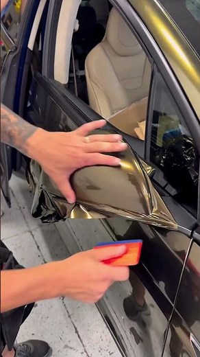 Easy way to wrap any Mirror in Vinyl, doing this one in Gold Black Metallic ColorShift🔥 #vinylwrap