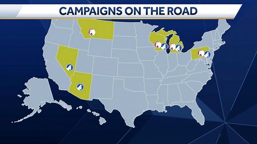 Presidential candidates focus on swing states with three months to Election Day