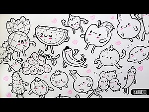 Kawaii Fruits and Vegetables ♥ 20 little Drawings for your doodles ♥ Easy Drawings by Garbi KW
