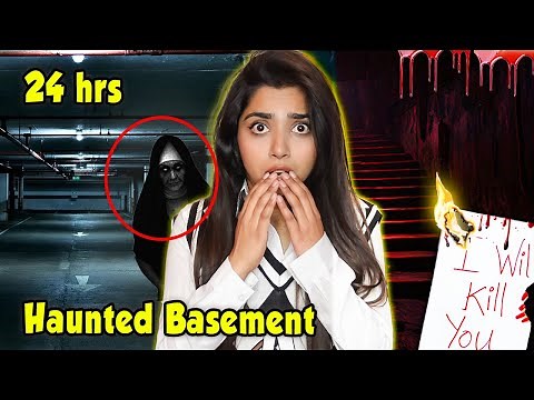 Living in a HAUNTED BASEMENT for 24 hours |* Biggest mistake*😱😨