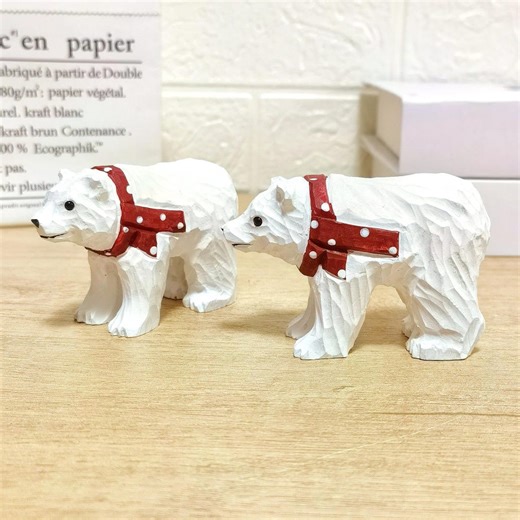 Handcrafted Wooden Polar Bears Sculpture: Christmas Gift and Bear Carving Souvenir, Detailed Polar Animal Figurines, Polar Bears Lover Gift - Etsy
