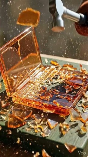 What Happens When You Smash a Glass Laptop? 😳💥 Ultra Slow Motion Test #asmr #oddlysatisfying #ai