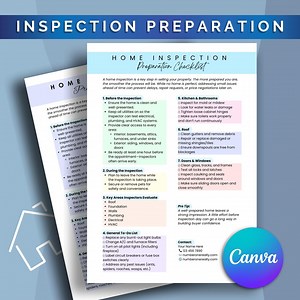 Home Inspection Preparation Checklist | Editable Home Prep Guide | Real Estate Canva Template - Etsy