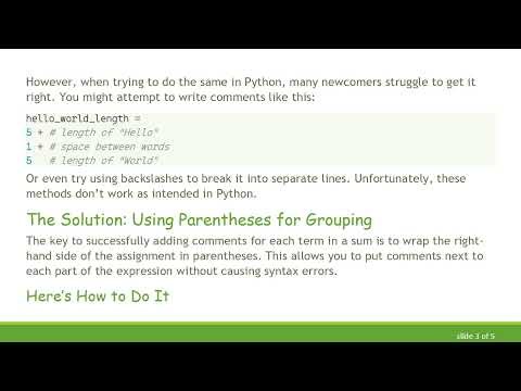 How to Write Comments for Every Term of a Sum in Python
