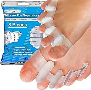 Toe Separators (4 Pairs) to Correct Bunions and Restore Overlapping Toes to Original Shape for Women, Men | Silicone Gel Spacers, Spreaders, Straightener, Stretcher