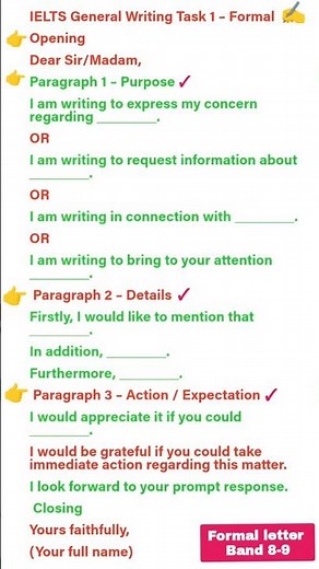 IELTS General Writing Task 1 Formal Letter Template | Band 9 Guaranteed #ytshorts