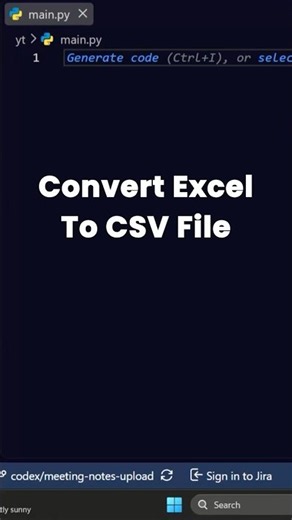 Excel to CSV File in 5 sec with Python | python excel | python automation #python #excel #coding
