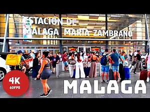 Malaga Walk - Bus & Train Station to City Center [Spain 4K]
