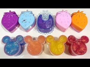 ASMR Unboxing Clear Glitter Slime: Strawberry & Mickey Containers | Deep Poking & Stretching