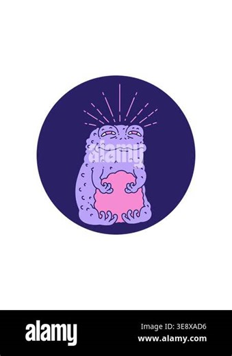 starburst effect animation of icon of a tattoo style toad character