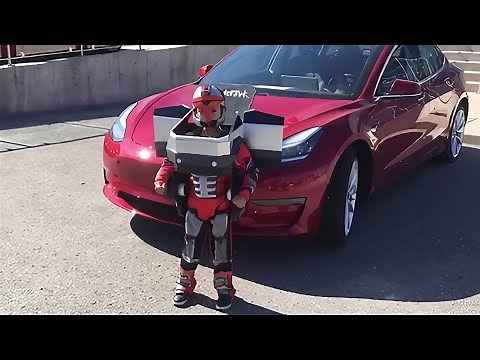 Kid shows off epic Cybertruck Transformer Halloween costume
