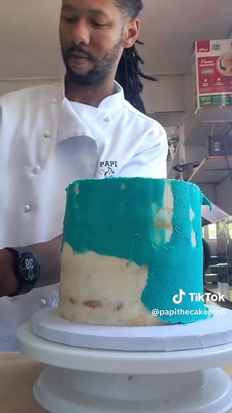 Turquoise Cake Design with Photo Reel Explanation