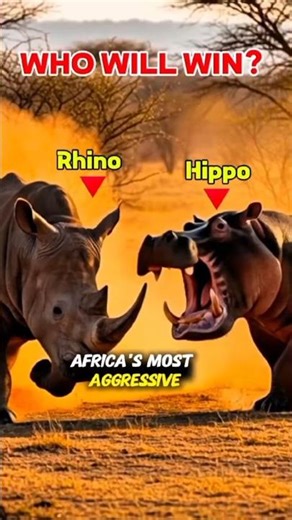 Rhino vs Hippo | Who's Win? #animals #shorts