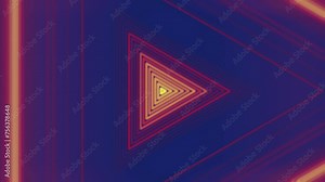Strips of LED light in the shape of a triangle. 3d rendering loop animation 4K