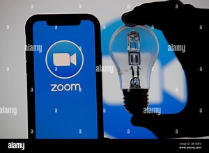 LONDON, UK - April 2nd 2020: Zoom video conference app icon on a mobile device with silhouette of a lighbulb Stock Photo - Alamy
